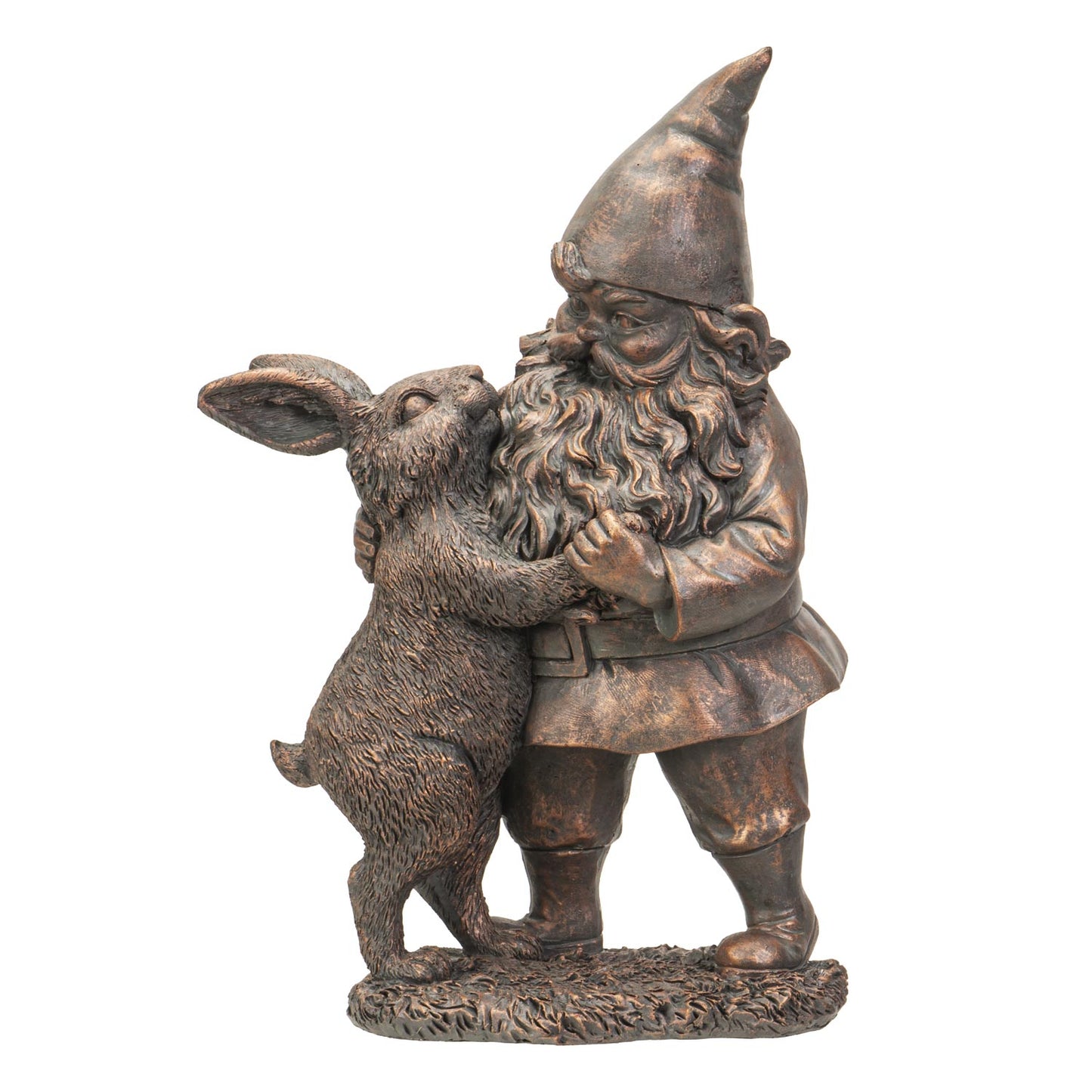 Gnome Dancing With Hare Rabbit Fairy Garden Figurine Decor Accent