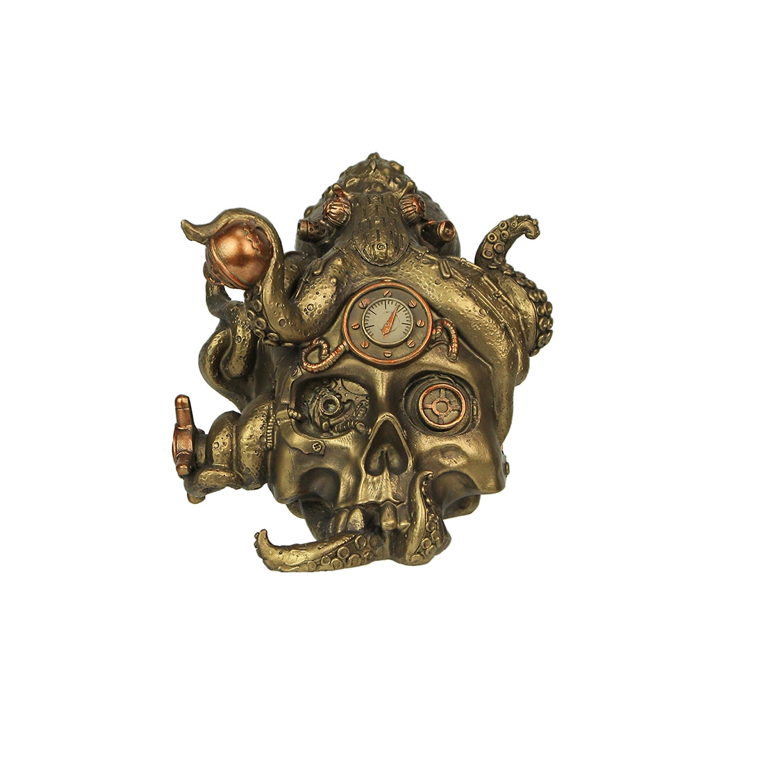 Abyssal Bones Steampunk Mechanical Octopus On Skull Statue